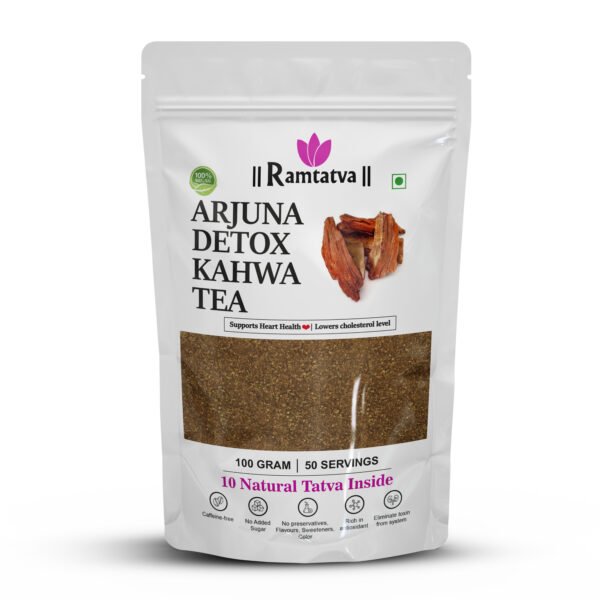 Arjuna Detox Kahwa Tea , Arjuna bark is renowned for its cardioprotective properties.